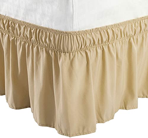 YRM Bedding's Beige Bed Skirt Wrap Around 600 Microfiber with Easy Fit with 15 Inch Tailored Drop Shrinkage and Fade Resistant with Microfiber 15 Bed Skirt Twin Size 39 x 80 - Image 2