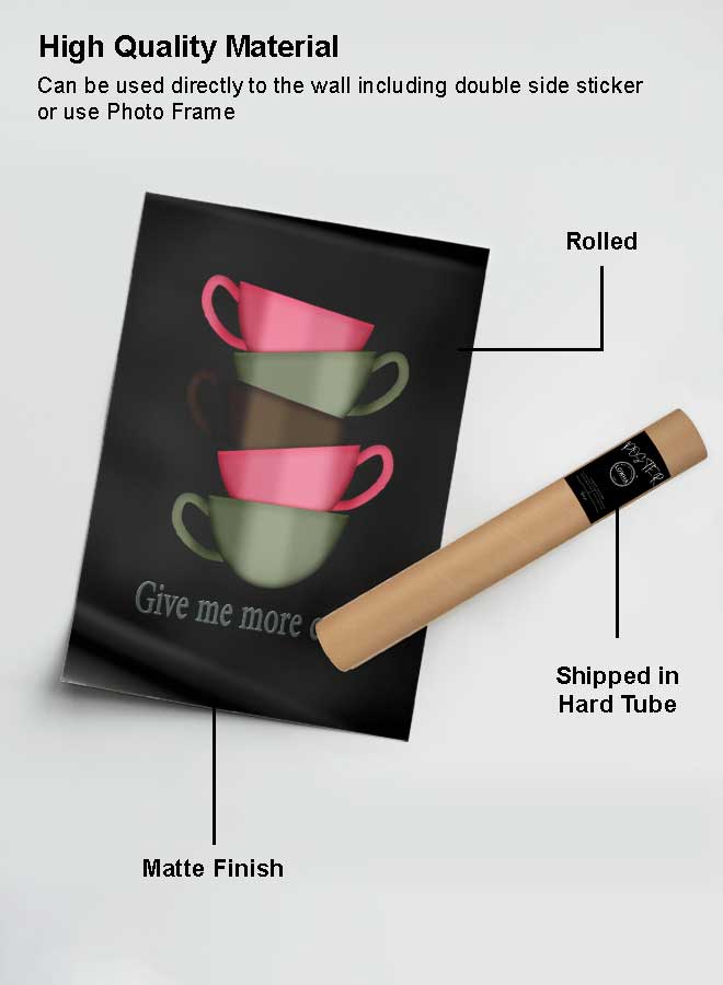LOWHA Poster Painting Art With Four Separate Pieces Of Double-Sided Stickers Give Me More Coffee For Home Bedroom Living Room And Office Decor  - Image 2
