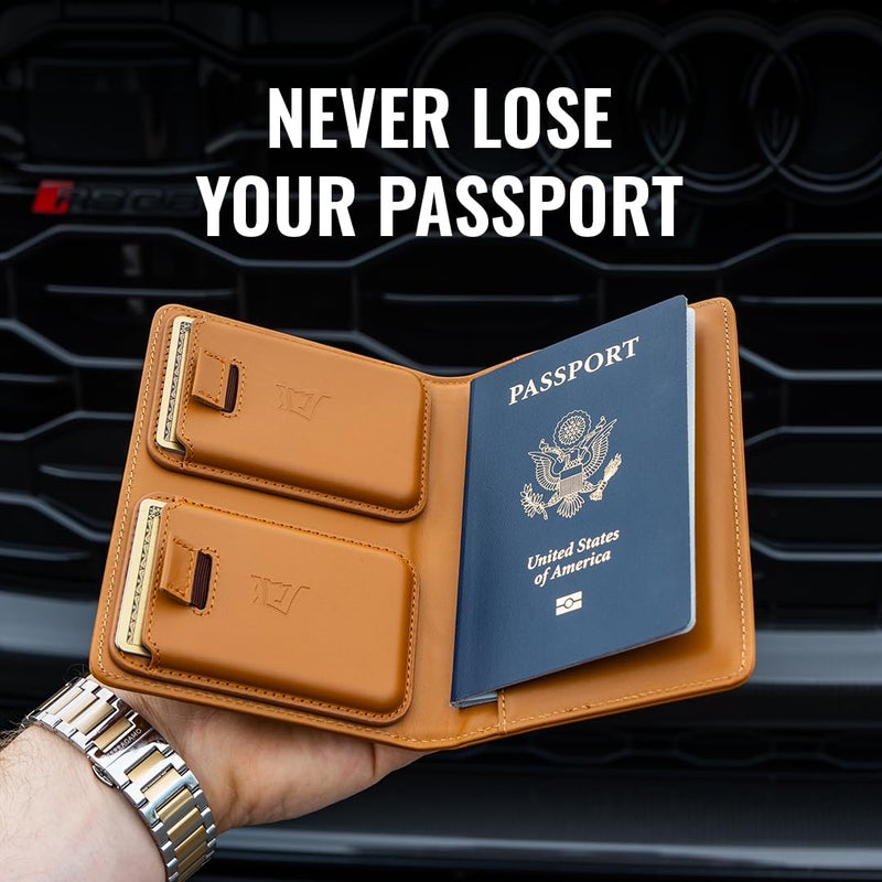 Kings Loot Passport Holder Wallet â€“ RFID Blocking Leather Travel Wallet with Built-in Airtag Holder â€“ Holds 1-6 Cards & Passport â€“ Easy Pull Tab â€“ Slim & Stylish Wallets (Midnight Black) - Image 4