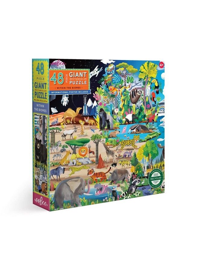 eeboo - : Within The Biomes 48 Piece Giant Jigsaw Puzzle For Kids Multi Aids In Development Of Pattern Shape And Color Recognition Offers Children A Challenge - Image 1