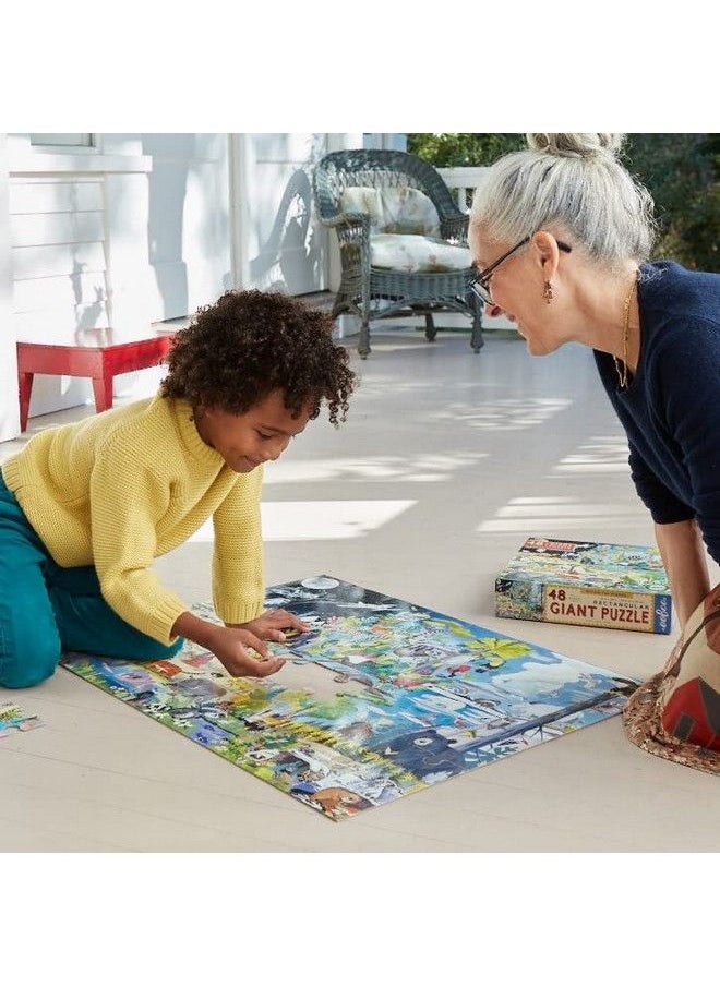 eeboo - : Within The Biomes 48 Piece Giant Jigsaw Puzzle For Kids Multi Aids In Development Of Pattern Shape And Color Recognition Offers Children A Challenge - Image 1