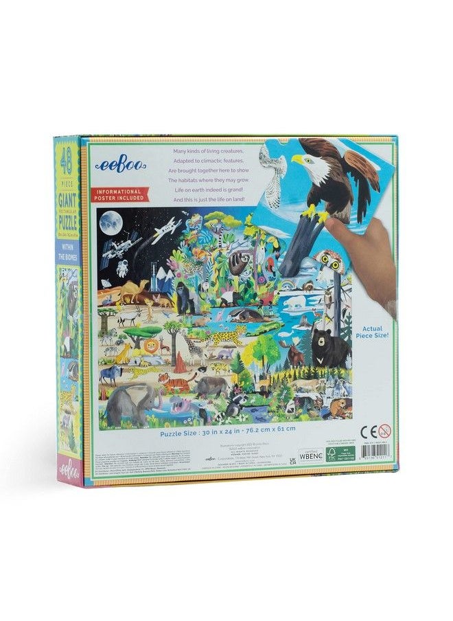 eeboo - : Within The Biomes 48 Piece Giant Jigsaw Puzzle For Kids Multi Aids In Development Of Pattern Shape And Color Recognition Offers Children A Challenge - Image 1
