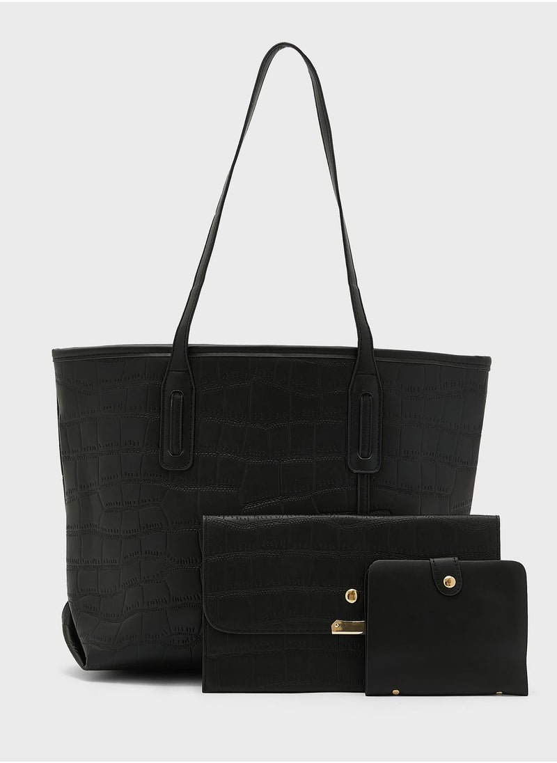 ELLA - 3 Piece Croc Tote Handbag Set - Image 1