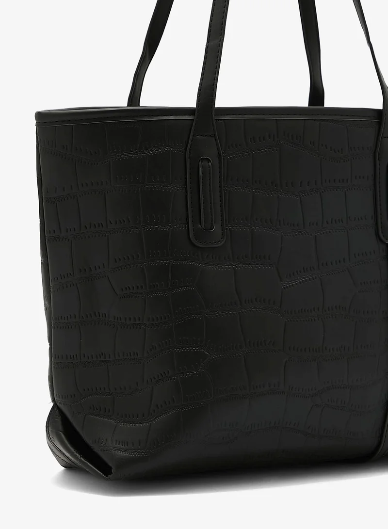 ELLA Black 3 Piece Croc Tote Handbag Set for Women | Best Price UAE