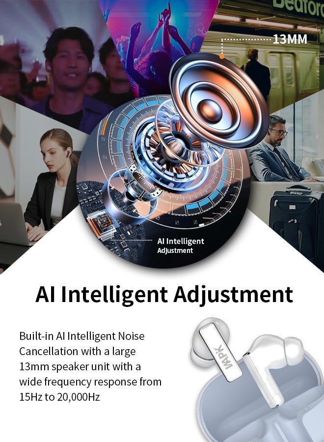 وابيك سماعات أذن لاسلكية من علامة كورية – تقنية ANC هجينة بـ 6 ميكروفونات مع تقليل ضوضاء الرياح بالذكاء الاصطناعي، إلغاء ضوضاء ‎-42dB‎، بطارية تدوم 30 ساعة، بلوتوث ‎5.4‎، مقاومة للماء ‎IPX5‎، وجهير قوي - Image 4