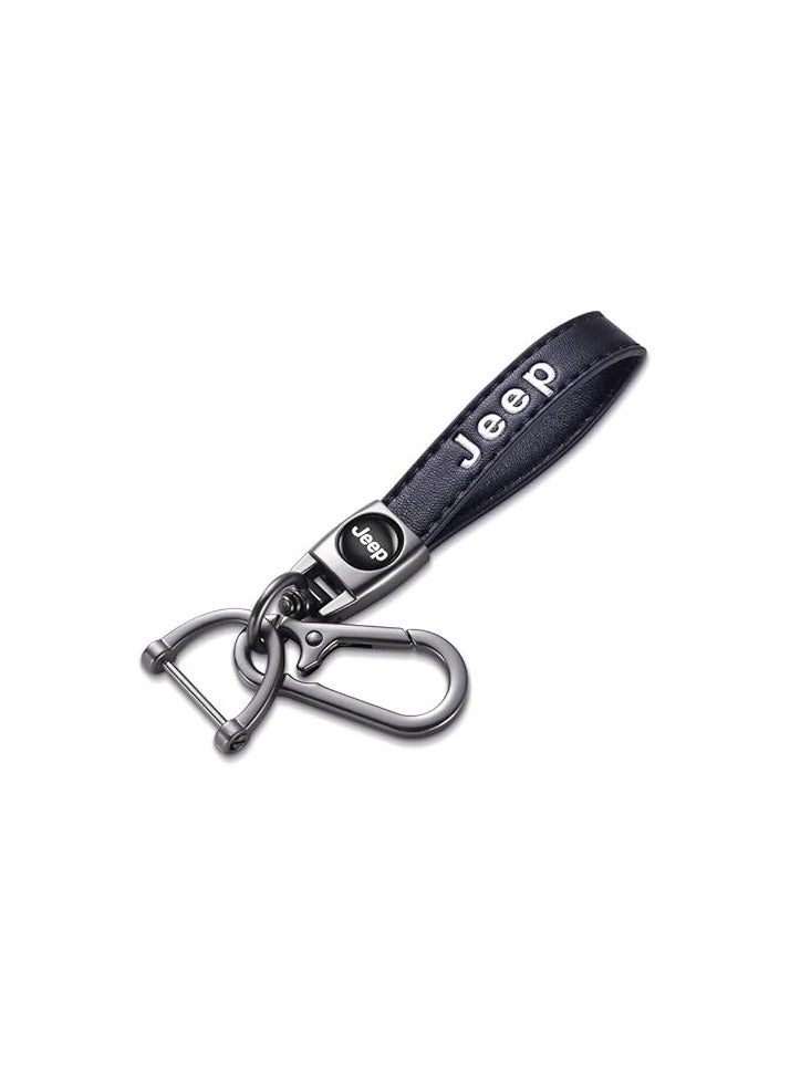 Generic Premium Leather Keychain for Jeep Compass, Grand Cherokee, Wrangler, Meridian, Avenger - Keyring Holder with Durable Metal Clip & Elegant Design - Image 1