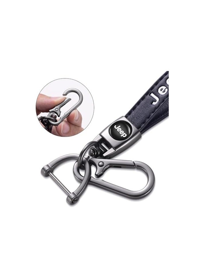 Generic Premium Leather Keychain for Jeep Compass, Grand Cherokee, Wrangler, Meridian, Avenger - Keyring Holder with Durable Metal Clip & Elegant Design - Image 2