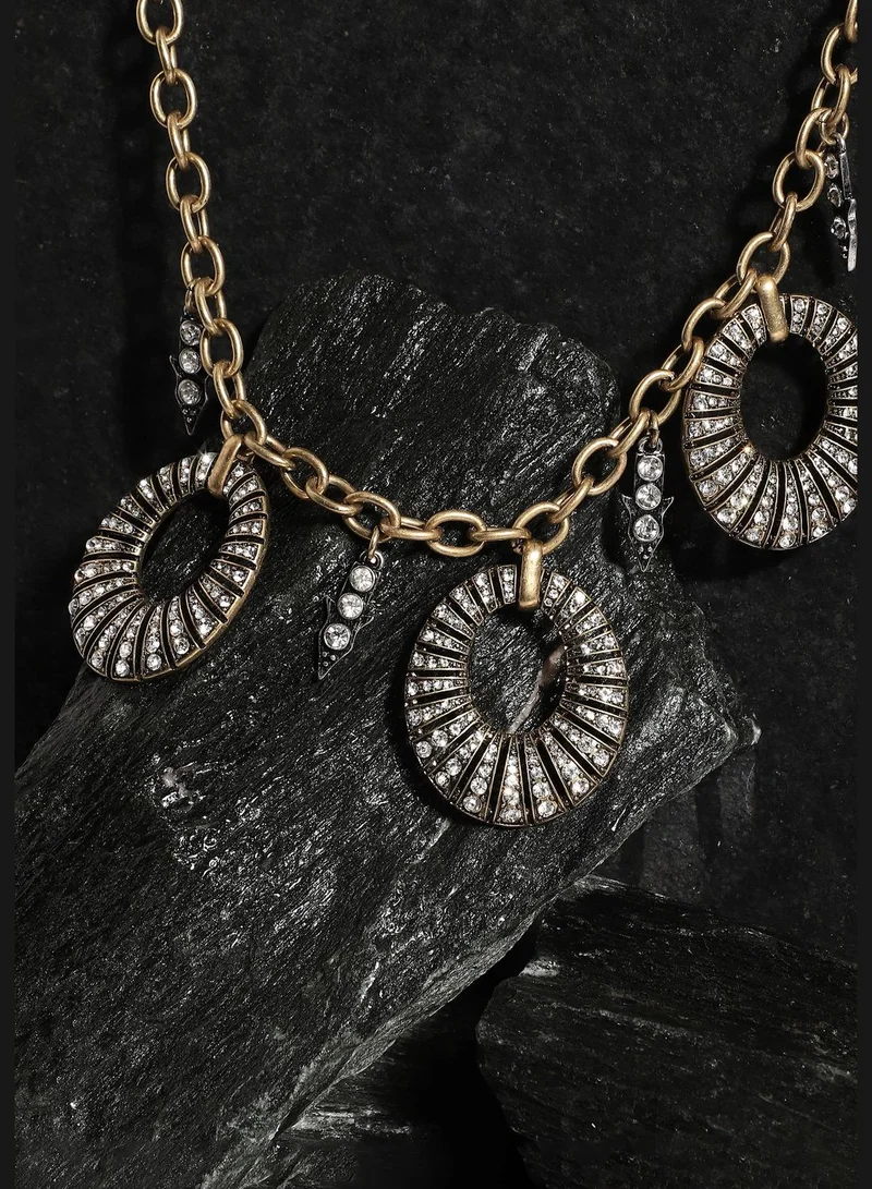 SOHI Gold Plated Designer Stone Party Necklace For Women