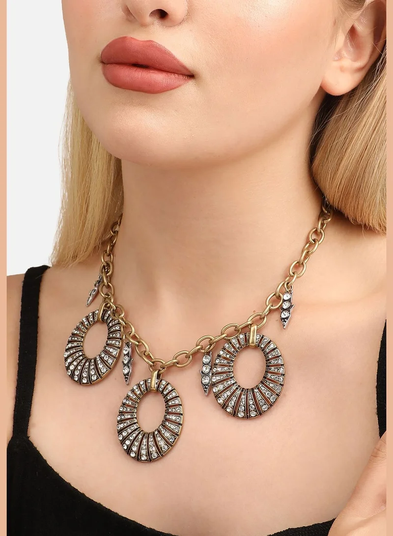 SOHI Gold Plated Designer Stone Party Necklace For Women