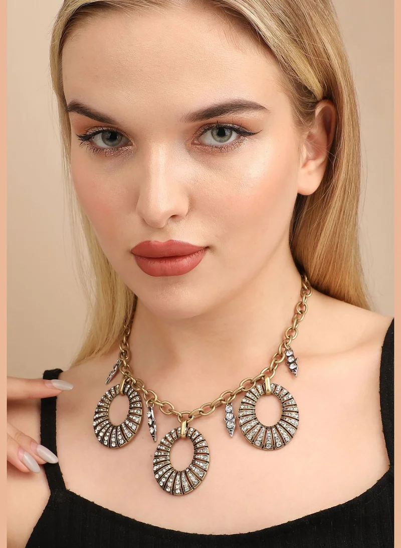 SOHI Gold Plated Designer Stone Party Necklace For Women
