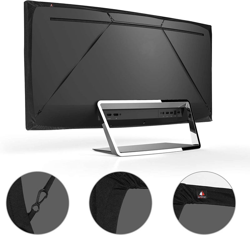 TXEsign غطاء تلفزيون داخلي، قماش مطاطي ناعم لشاشة مسطحة 55"، واقي ضد الغبار (55", أسود) - Image 4