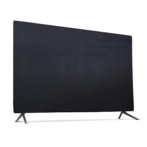 TXEsign غطاء تلفزيون داخلي، قماش مطاطي ناعم لشاشة مسطحة 55"، واقي ضد الغبار (55", أسود) - Image 1