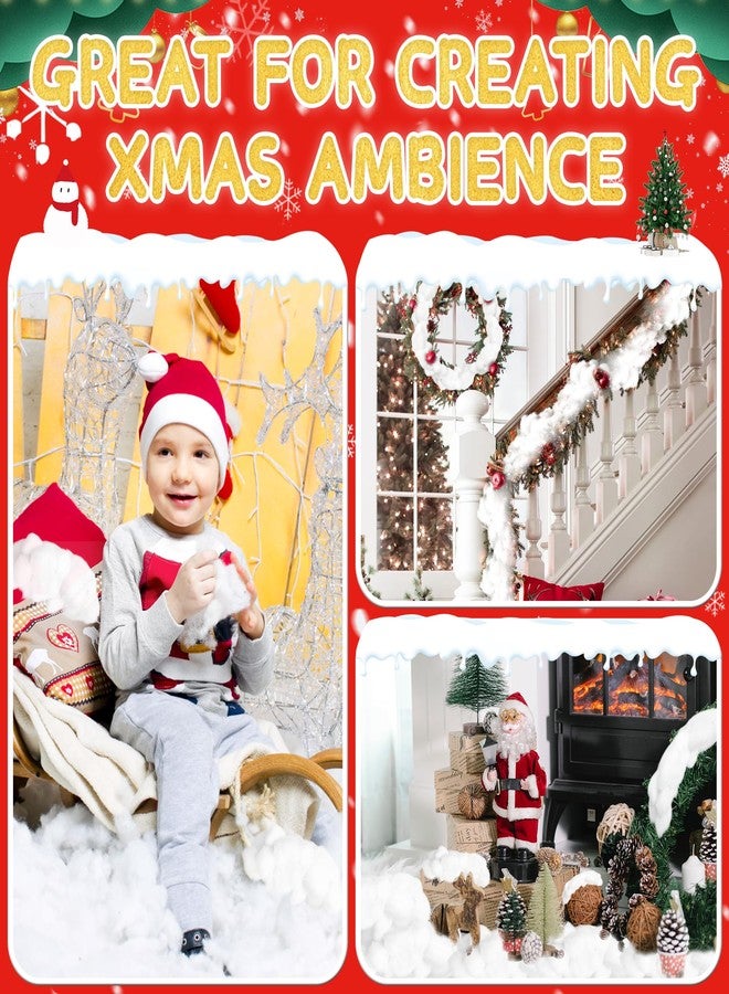 YUNAI Christmas Fake Snow Decorations 500g/17.64oz, Artificial Snow Fake Clouds Cotton Stuffing for Crafts, Fluffy Fiber Poly Fill Indoor for Pillow Winter Christmas Tree Village Mantle Nativity Decor - Image 4