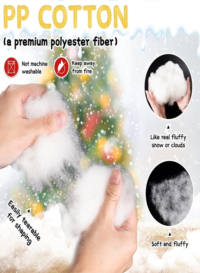 YUNAI Christmas Fake Snow Decorations 500g/17.64oz, Artificial Snow Fake Clouds Cotton Stuffing for Crafts, Fluffy Fiber Poly Fill Indoor for Pillow Winter Christmas Tree Village Mantle Nativity Decor - Image 3