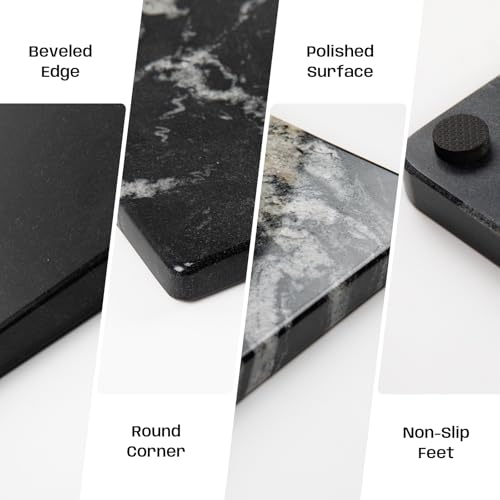 Adolif Black Marble Cutting Board For Kitchen, 16x20 Inch Large Marble Slab Pastry Board With Non-Slip Feet For Baking, Cheese, Charcuterie, Chocolate - Image 4
