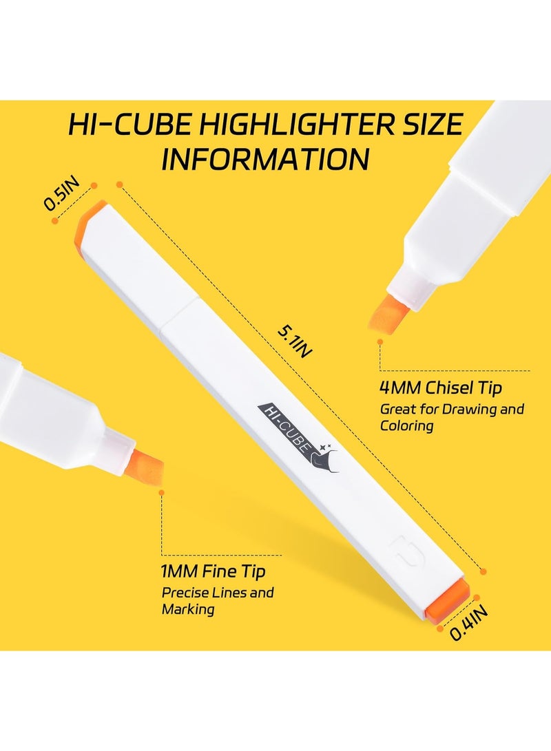 M&G Chenguang Pack HI-CUBE Highlighters, 6pcs Fluorescent Colors, Soft-Nib Chisel Tip with Fat Rectangular Barrel Design - No:AHMU1673 - Image 3