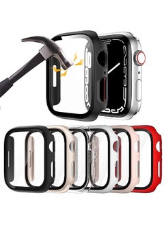 6Pcs Hard PC Case Built in Tempered Glass Screen Protector Compatible with Apple Watch Series 9 8 7 45mm, Rontion Ultra-Thin Scratch Resistant Full Protective Bumper Covers for iWatch 45mm