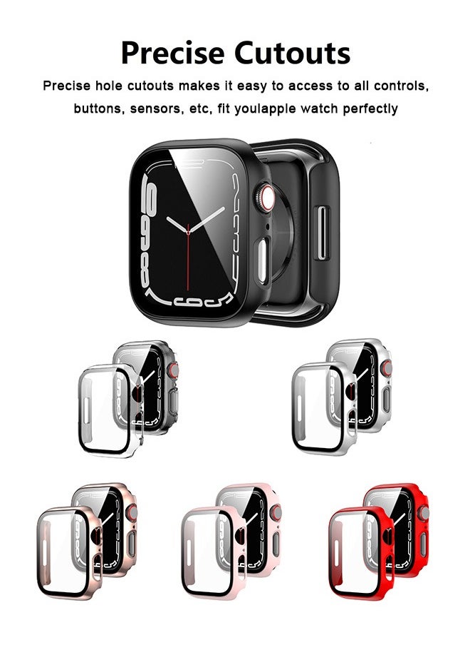 Generic - 6Pcs Hard PC Case Built in Tempered Glass Screen Protector Compatible with Apple Watch Series 9 8 7 45mm, Rontion Ultra-Thin Scratch Resistant Full Protective Bumper Covers for iWatch 45mm - Image 1