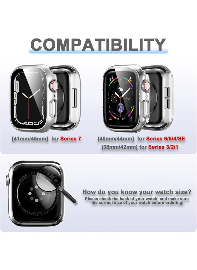 Generic - 6Pcs Hard PC Case Built in Tempered Glass Screen Protector Compatible with Apple Watch Series 9 8 7 45mm, Rontion Ultra-Thin Scratch Resistant Full Protective Bumper Covers for iWatch 45mm - Image 1