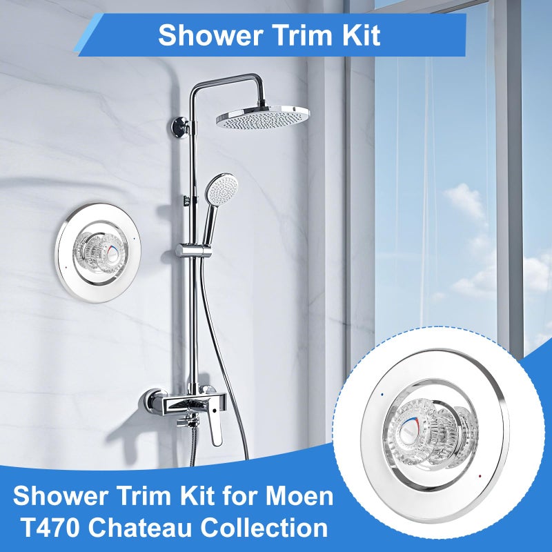 UCDETD Shower Trim Kit, Compatible with Moen T470 Chateau Shower Trim Kit, for 1225 Cartridge Trim Kit and Single Handle Tub/Shower Trim, Includes Escutcheon, Tubes, Shower Handle and Screws, Chrome - Image 5