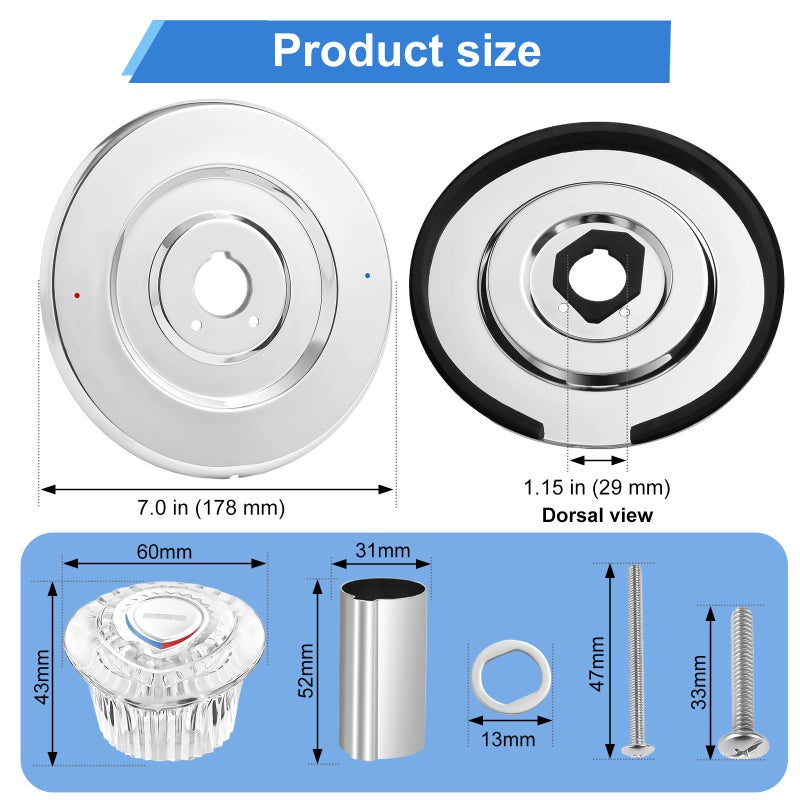 UCDETD Shower Trim Kit, Compatible with Moen T470 Chateau Shower Trim Kit, for 1225 Cartridge Trim Kit and Single Handle Tub/Shower Trim, Includes Escutcheon, Tubes, Shower Handle and Screws, Chrome - Image 2