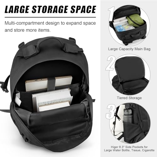 Jueachy Tactical Backpack for Men Hiking Day Pack Molle Military Rucksack Waterproof 30L EDC Bag with USA Flag Patch Black - Image 5