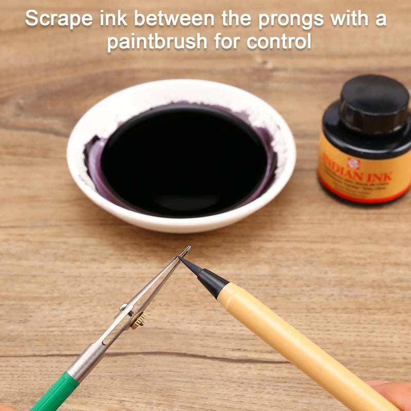 LOONENG Ruling Pen for Masking Fluid, Cross Hinged Ruling Pen for Fine Line Drawing, Technical Drawing, Suitable for Use with Masking Fluid, Ink and Gouache - Image 2