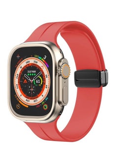 ten.tech TenTech Silicone Magnetic Sports Band for Apple Watch Ultra/Ultra 2, Size 49mm 45mm 44mm 42, Soft Band for iWatch Series 9/8/7/6/5/4/3/2/1/SE - red  - Image 1