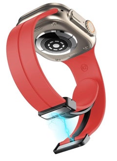 ten.tech TenTech Silicone Magnetic Sports Band for Apple Watch Ultra/Ultra 2, Size 49mm 45mm 44mm 42, Soft Band for iWatch Series 9/8/7/6/5/4/3/2/1/SE - red  - Image 2