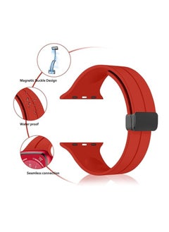 ten.tech TenTech Silicone Magnetic Sports Band for Apple Watch Ultra/Ultra 2, Size 49mm 45mm 44mm 42, Soft Band for iWatch Series 9/8/7/6/5/4/3/2/1/SE - red  - Image 3