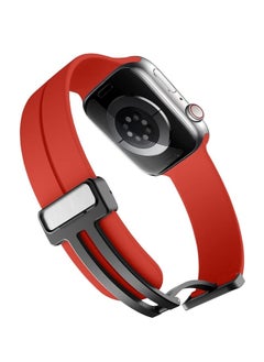 ten.tech TenTech Silicone Magnetic Sports Band for Apple Watch Ultra/Ultra 2, Size 49mm 45mm 44mm 42, Soft Band for iWatch Series 9/8/7/6/5/4/3/2/1/SE - red  - Image 4