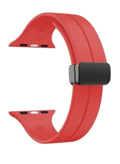 ten.tech TenTech Silicone Magnetic Sports Band for Apple Watch Ultra/Ultra 2, Size 49mm 45mm 44mm 42, Soft Band for iWatch Series 9/8/7/6/5/4/3/2/1/SE - red  - Image 5