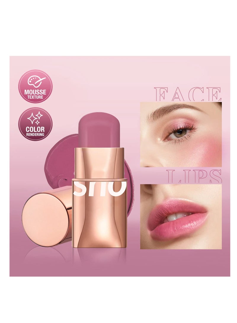 Excefore Cream Blush Stick, Long Wearing Waterproof Blush Face Stick, Matte Finish (Pink) - Image 1
