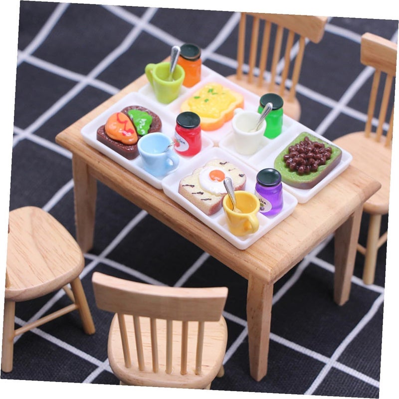 Miniature Wooden Table And Chair Set For Dollhouse Kitchen Accessories Decoration - Image 4