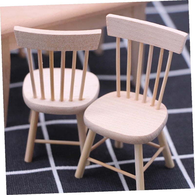 Miniature Wooden Table And Chair Set For Dollhouse Kitchen Accessories Decoration - Image 5
