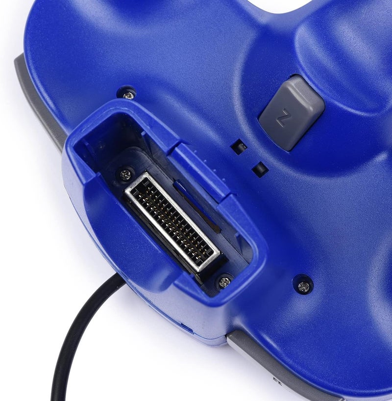 ملعب N64 متعدد الألوان (2 قطعة)، وحدة تحكم عادية سلكية ذات ستة أجزاء من تصميم عتيق لمنصة فيديو ألترا 64 ونظام N64 (أزرق + أحمر) - Image 5