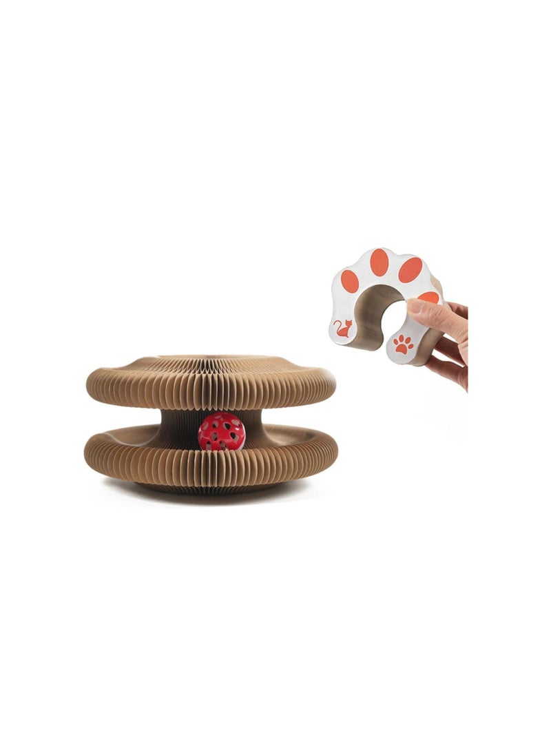 Generic - Kitten Curl, Kitten Curl Toy, Retractable Kitten Kurls Cat Toy, Recyclable and Durable, Interactive Scratch Pad Cat Toy with Toy Bell Ball, Indoor Interactive Scratch Pad (2pc) - Image 1