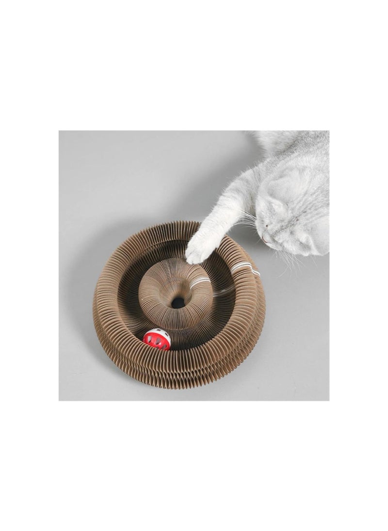Generic - Kitten Curl, Kitten Curl Toy, Retractable Kitten Kurls Cat Toy, Recyclable and Durable, Interactive Scratch Pad Cat Toy with Toy Bell Ball, Indoor Interactive Scratch Pad (2pc) - Image 1