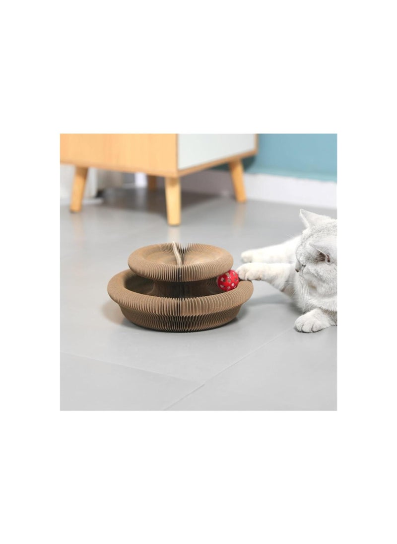Generic - Kitten Curl, Kitten Curl Toy, Retractable Kitten Kurls Cat Toy, Recyclable and Durable, Interactive Scratch Pad Cat Toy with Toy Bell Ball, Indoor Interactive Scratch Pad (2pc) - Image 1
