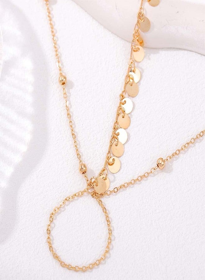 Obmyec 2PCS Boho Beaded Foot Chain Layered Sequin Barefoot Sandals Pearl Ankle Bracelet Summer Beach Ankle Chain Jewelry for Women (Sequin) - Image 4