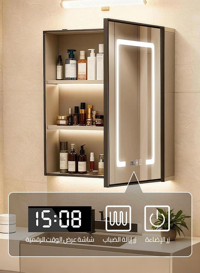 Sharpdo LED Bathroom Mirror 50x70cm with Anti-Fog - Smart Vanity Mirror with Touch Light - Waterproof Wall-Mounted Cabinet - Image 1