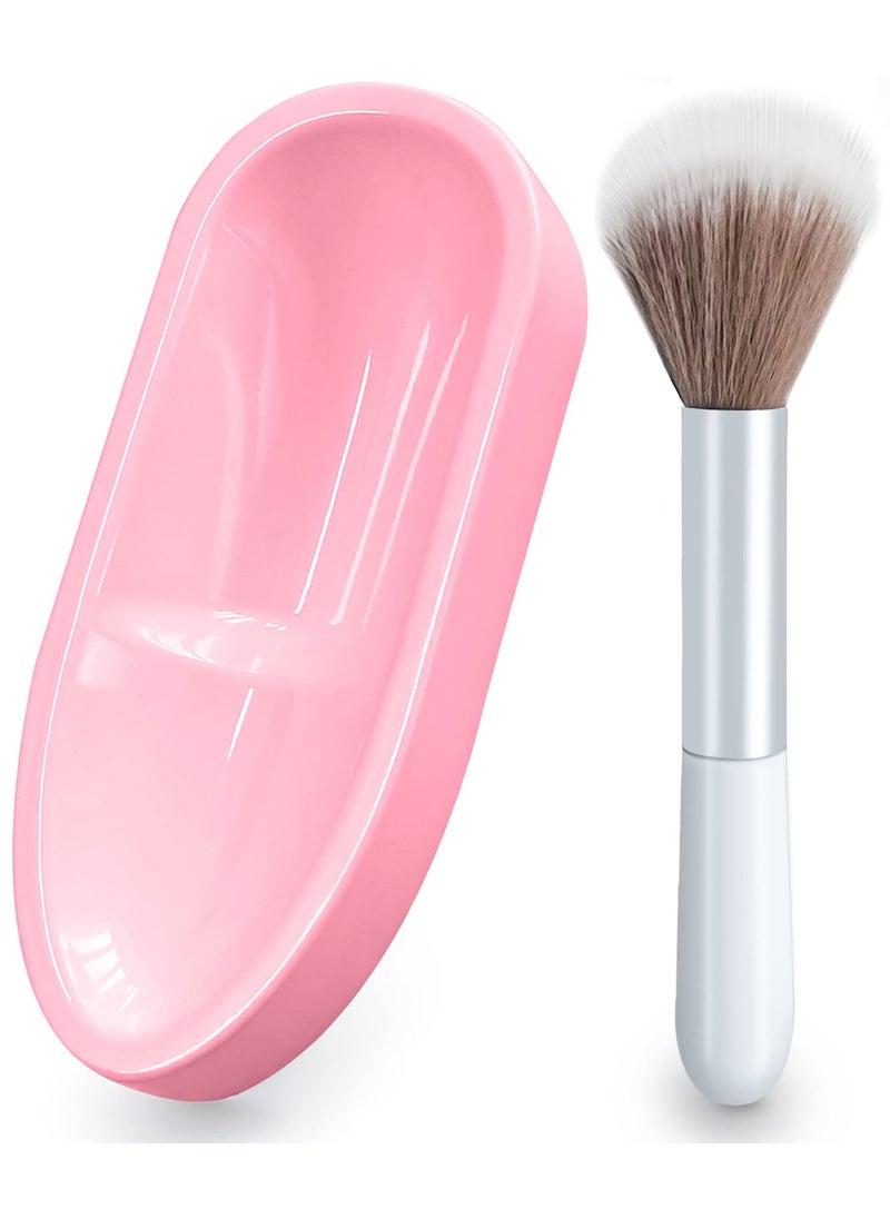 unibouti French Tip Dip Nail Powder Tray System with Dust Cleaning Brush Unibouti Easy Short Extended Nails Smile Line Mold Nail Art Accessories Manicure Tool ABS Unbending Light Pink 