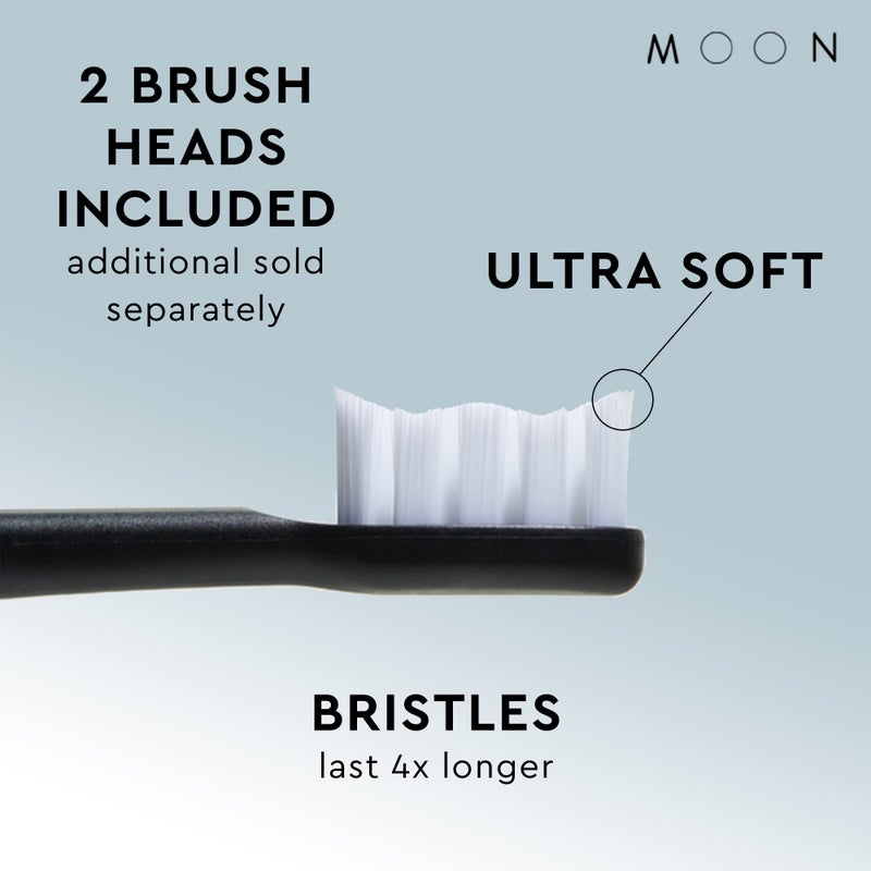 MOON Sonic Electric Toothbrush for Adults, 5 Smart Modes to Clean, Whiten, Massage and Polish Teeth, Rechargeable with Travel Case and 2 Toothbrush Heads, Black - Image 4