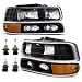 KUIPERAUTO Headlight Assembly Front Lamp Compatible with 19992002 Chevrolet Silverado 1500 2500 20002006 Suburban 1500 2500 Tahoe Black HousingClear lensAmber Corner wBulb - Image 2