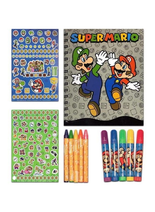 Nintendo Super Mario Sketchbook Set for Kids, Toddlers ~ 3 Pc Bundle with Mario Coloring Journal, Stickers, and More (Mario Drawing Pad Activity Kit) - Image 2