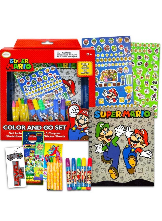 Nintendo Super Mario Sketchbook Set for Kids, Toddlers ~ 3 Pc Bundle with Mario Coloring Journal, Stickers, and More (Mario Drawing Pad Activity Kit) - Image 1