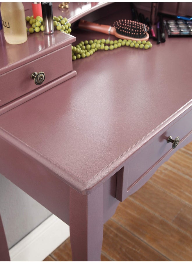 Roundhill Furniture Roundhill Furniture Sanlo Wooden Vanity, Make Up Table and Stool Set, RoseGold  - Image 4