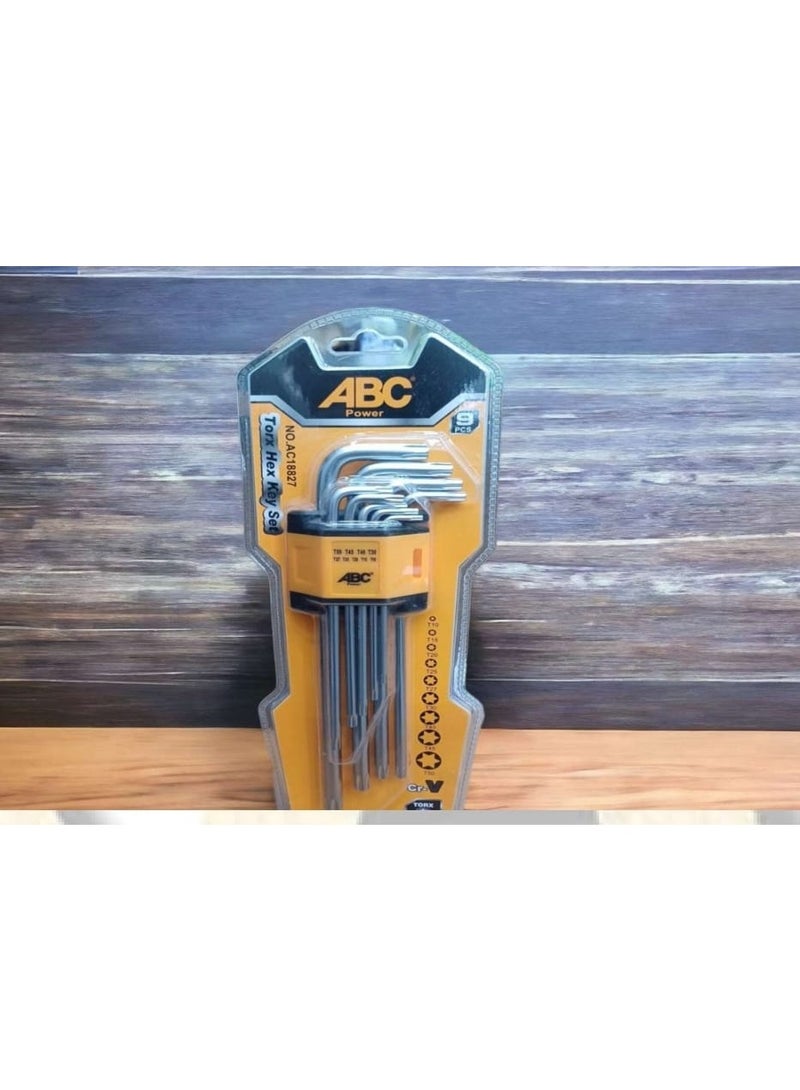 اي بي سي طقم مفاتيح إنكيه 9 قطع نجمة قصيرة – ABC موديل AC18832 للأعمال الدقيقة والمهنية