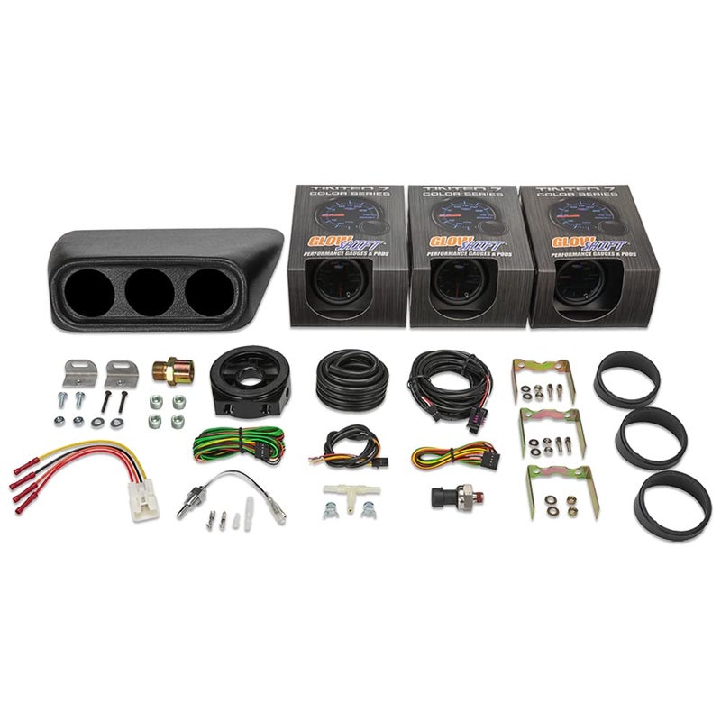 حزمة عدادات جلو شيفت متوافقة مع سوبارو إمبريزا WRX STI 2002-2007 مع عدادات ملونة 7 30 PSI ضغط الشحن/الفراغ 100 PSI ضغط الزيت 300 فهرنهايت درجة حرارة الزيت بديل الساعة ثلاثي لوحة القيادة