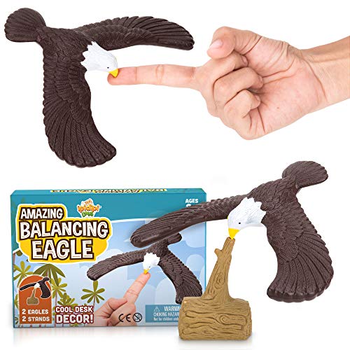 IPIDIPI TOYS Balancing Bird for Finger - Physics and Science Fun - Finger Balance for Party Giveaways, Retro Magic Gift, Stocking Stuffers - 7.5" Wingspan Eagle, Pack of 2 - Image 1